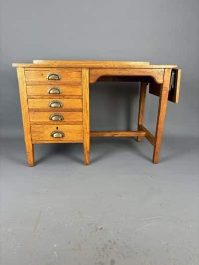 1930s Single Pedestal Solid Oak Desk desk Antique Desks 5