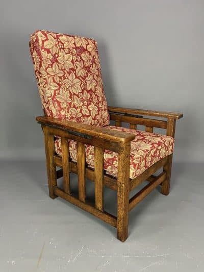 Arts & Crafts Oak Reclining Armchair armchair Antique Chairs 6