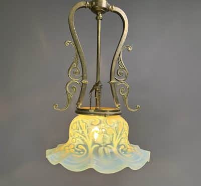 John Walsh Walsh Vaseline Glass Ceiling Light Ceiling Light Antique Glassware 4