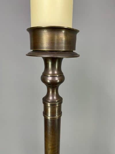 Pair of Tall Bronze Floor Standing Candle Holders - Image 5