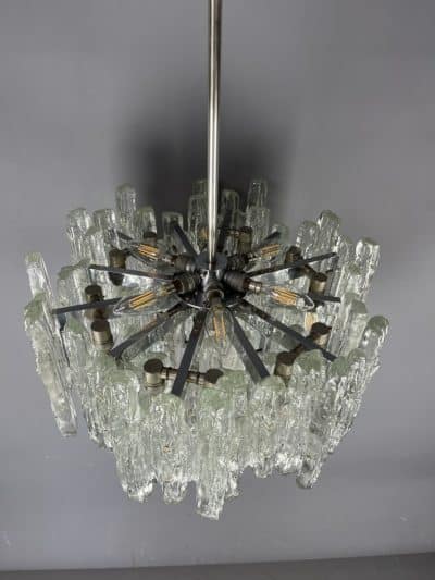 Large Murano Ice Glass Chandelier c1960s Ice Antique Glassware 6