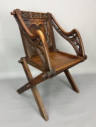 Glastonbury Carved Oak Armchair c1880 armchair Antique Chairs 3