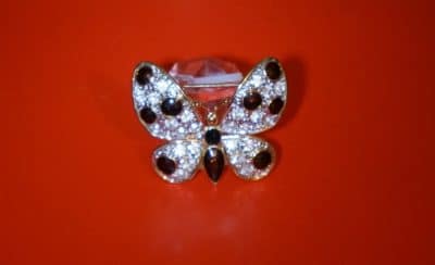 A Beautiful Gilt Crystal Ruby Butterfly Brooch - Christmas Gift - Image 2