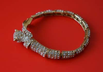 Vintage Gold Plated Jaguar Crystal Link Bracelet - Ideal Birthday Gift - Image 2