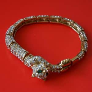 Vintage Gold Plated Jaguar Crystal Link Bracelet – Ideal Birthday Gift Boxed Vintage Dress Rings Antique Bracelets