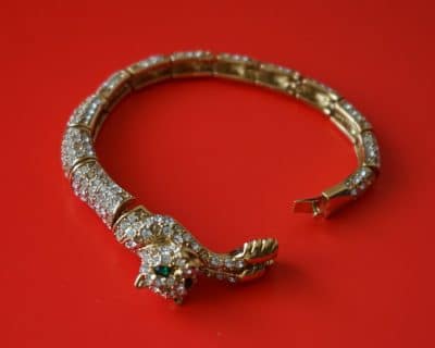 Vintage Gold Plated Jaguar Crystal Link Bracelet – Ideal Birthday Gift Boxed Vintage Dress Rings Antique Bracelets 7