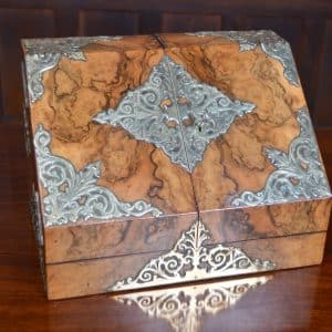 Victorian Burr Walnut And Brass Stationery Box SAI3177 Antique Boxes