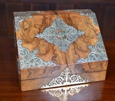 Victorian Burr Walnut And Brass Stationery Box SAI3177 Antique Boxes 3