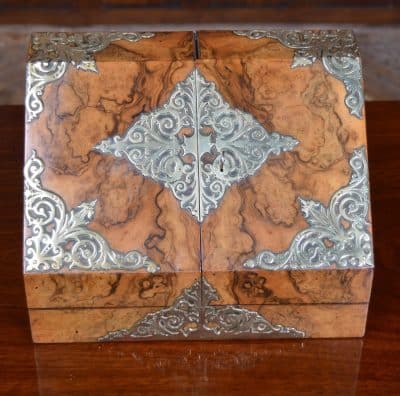 Victorian Burr Walnut And Brass Stationery Box SAI3177 Antique Boxes 22