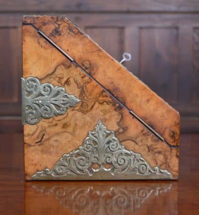 Victorian Burr Walnut And Brass Stationery Box SAI3177 Antique Boxes 23