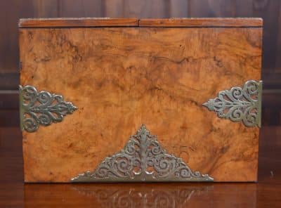 Victorian Burr Walnut And Brass Stationery Box SAI3177 - Image 22