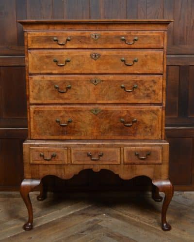 Queen Anne Walnut Chest On Stand SAI3126 Antique Draws 3