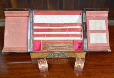 Victorian Burr Walnut And Brass Stationery Box SAI3177 - Image 8