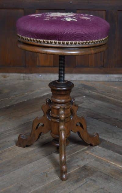 Victorian Walnut Adjustable Piano Stool SAI3181 Antique Furniture 9