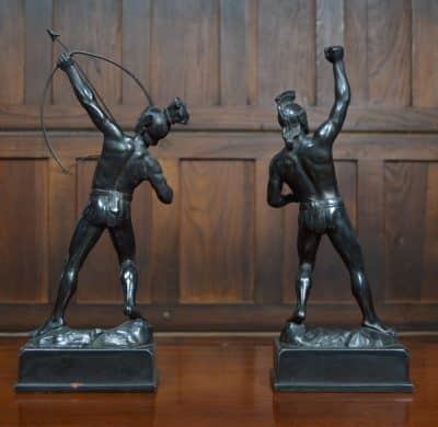 Pair Of Spelter Roman Figures SAI3118 Antique Sculptures 5