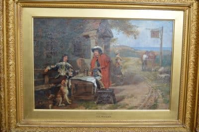 J. E. Waller, The Cavaliers Rest Oil Painting SAI3154 Antique Art 15