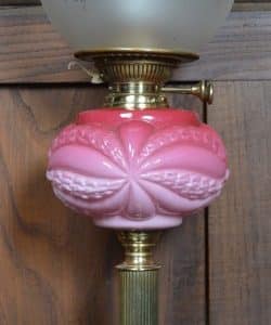 Pink Victorian Brass Oil / Paraffin Lamp SAI3191 Antique Lighting