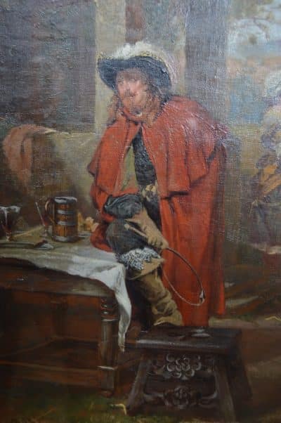 J. E. Waller, The Cavaliers Rest Oil Painting SAI3154 Antique Art 12
