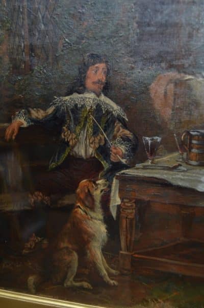 J. E. Waller, The Cavaliers Rest Oil Painting SAI3154 Antique Art 11