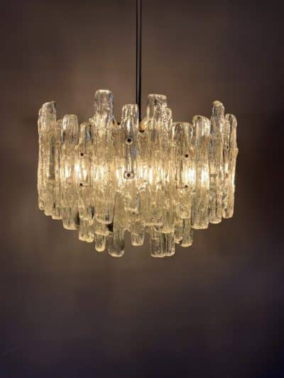 Large Murano Ice Glass Chandelier c1960s Ice Antique Glassware 3