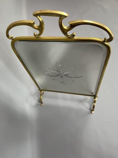 Art Nouveau Brass & Mirrored Glass Fire Screen art nouveau Antique Collectibles 6