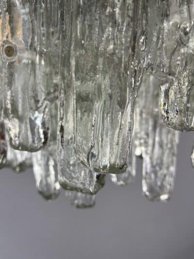 Large Murano Ice Glass Chandelier c1960s Ice Antique Glassware 4
