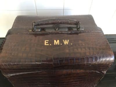Walker & Hall Crocodile Valise with Silver accessories - Image 2