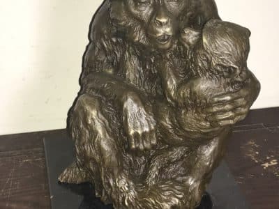 MOTHER & CHILD BRONZE ON MARBLE - Image 3