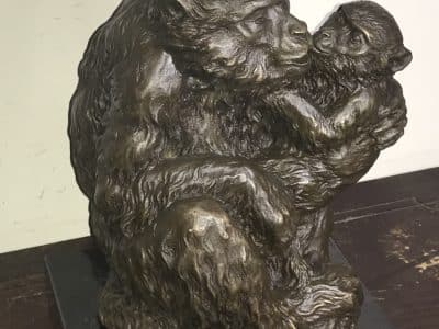 MOTHER & CHILD BRONZE ON MARBLE - Image 8