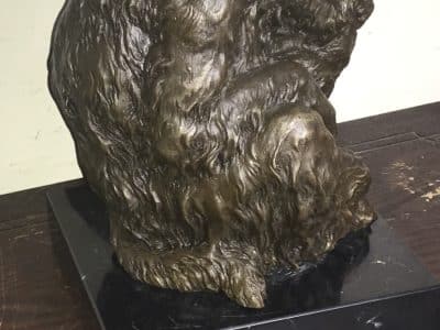 MOTHER & CHILD BRONZE ON MARBLE Antique Collectibles 15