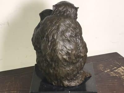 MOTHER & CHILD BRONZE ON MARBLE Antique Collectibles 16