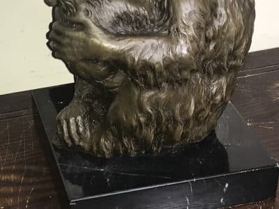 MOTHER & CHILD BRONZE ON MARBLE Antique Collectibles 27