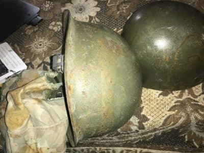 Vietnam American soldiers helmet liner and camouflage cover Military & War Antiques 15