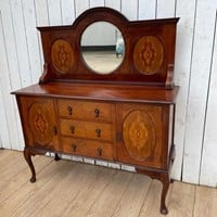 Edwardian Mirror Back Sideboard cupboards Antique Furniture