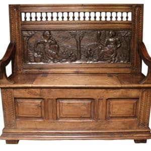 17thc Fruitwood Settle Antique Chairs