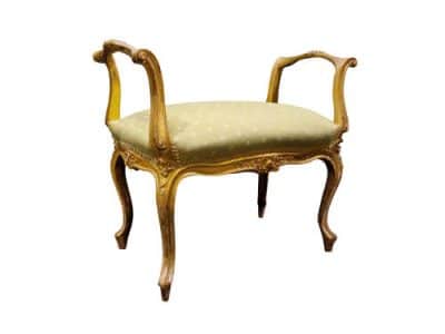 19thc French Louis XVI Carved Giltwood Stool Antique Chairs 4