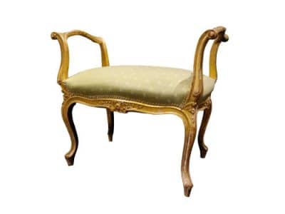 19thc French Louis XVI Carved Giltwood Stool Antique Chairs 5