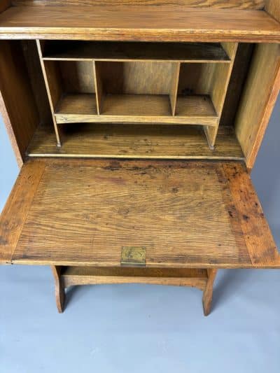 Arts & Crafts Oak Students Bureau Bookcase - Image 5