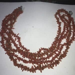 Victorian Coral 5 strand necklace Antique Jewellery