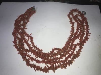 Victorian Coral 5 strand necklace Antique Jewellery 3