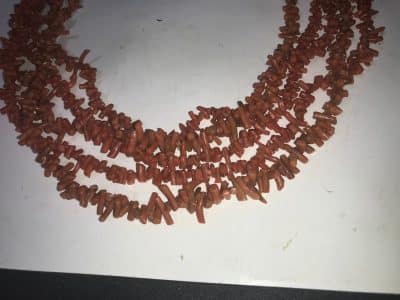 Victorian Coral 5 strand necklace Antique Jewellery 6