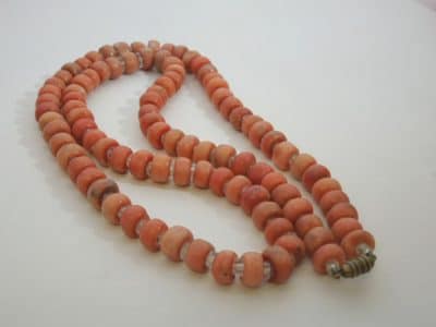 Coral Bead Necklace with Rock Crystals