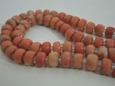 Coral Bead Necklace with Rock Crystals - Image 2