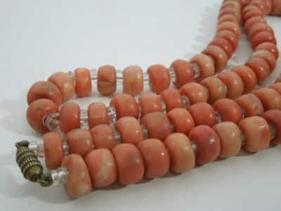Coral Bead Necklace with Rock Crystals Coral Beads Antique Jewellery 5