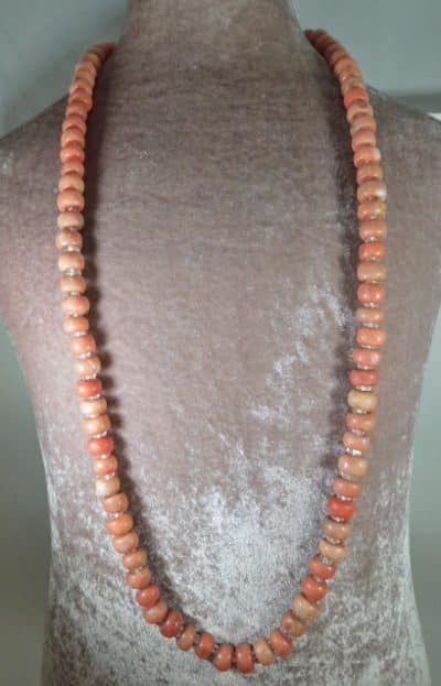 Coral Bead Necklace with Rock Crystals Coral Beads Antique Jewellery 6