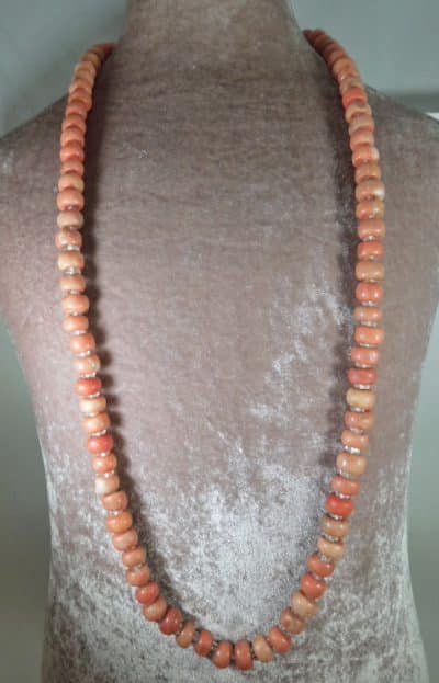 Coral Bead Necklace with Rock Crystals - Image 4