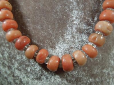 Coral Bead Necklace with Rock Crystals - Image 5