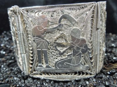 Egyptian Filligree Silver Bracelet Egyptian Revival Antique Jewellery 4