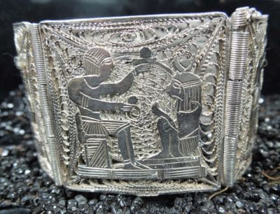 Egyptian Filligree Silver Bracelet Egyptian Revival Antique Jewellery 5