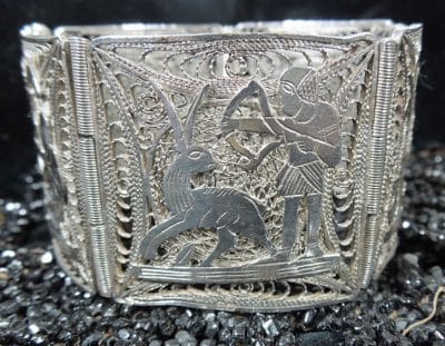 Egyptian Filligree Silver Bracelet Egyptian Revival Antique Jewellery 8